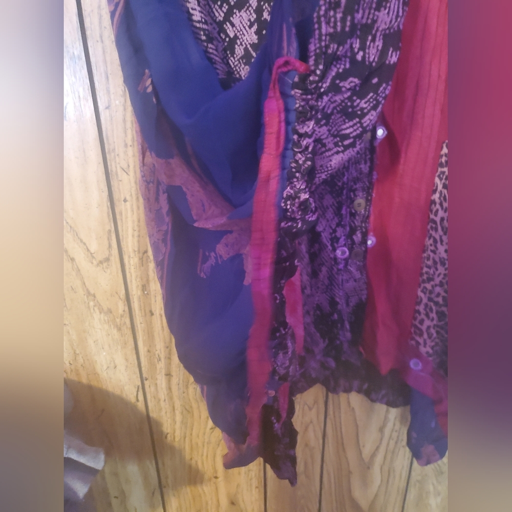TIENDA HO / ANTHROPOLOGIE Colorblock Lagenlook Boho Blouse  - One Size - Picture 3 of 5